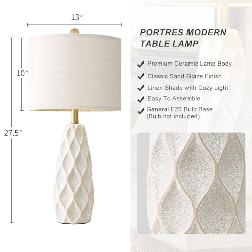 27.5" Ceramic Table Lamps for Living Room Bedroom Lamps Set of 2 Modern (2 Count)