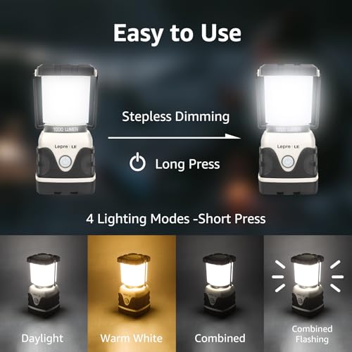 1000LM Battery Powered LED Camping Lantern with 4 Light Modes (2 Count)