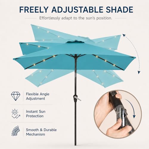6.5 x 10ft Rectangular Patio Umbrella with Solar Lights