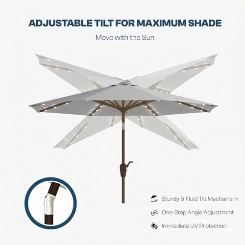 10FT Solar Patio Umbrella with Lights
