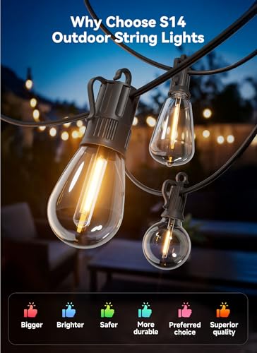 31FT Outdoor String LED Patio Lights Waterproof