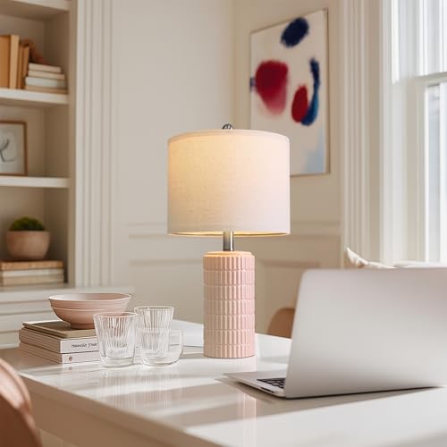 20.75" Pink Ceramic Table Lamps Set of 2 (2 Count)