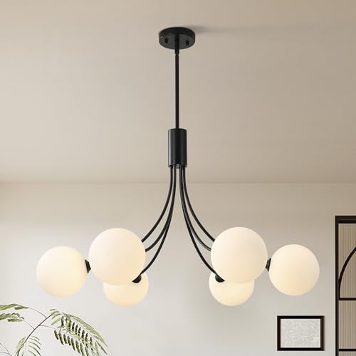 6 Light Modern Farmhouse Black Chandelier
