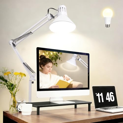 White Desk Lamp with Clamp
