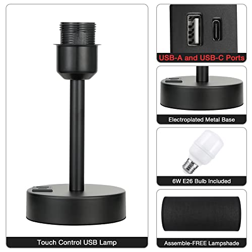 Black Touch Table Lamp for Bedroom