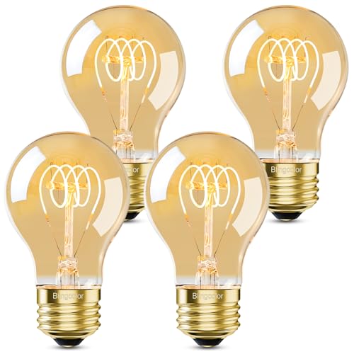 Dimmable E26 4W LED A19 Vintage Edison Decorative Light Bulbs 40 Watt 2500K (4 Count)