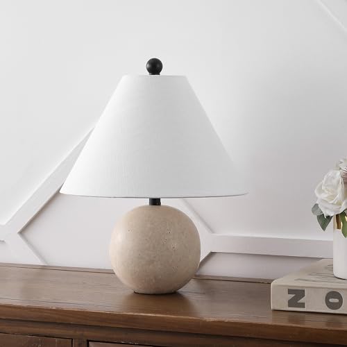 Liza 16" Modern Travertine Stone Bedside Table Lamp