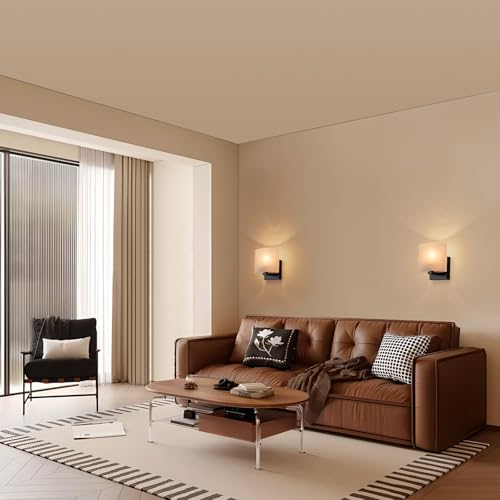 Small Flat Modern Acrylic Indoor Hardwired Black Wall Sconce Light