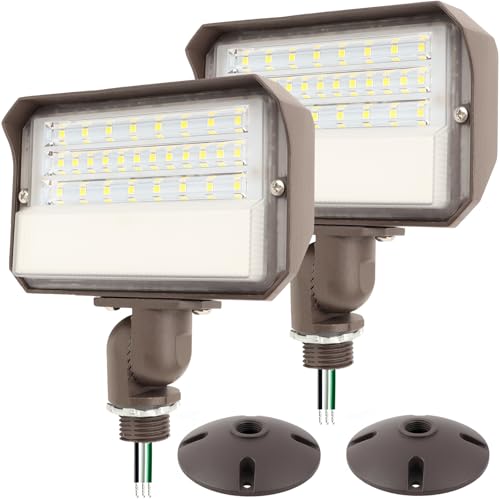 2Pack Dusk to Dawn Outdoor 25W LED Flood Light with Knuckle & Plate Mount (2 Count)