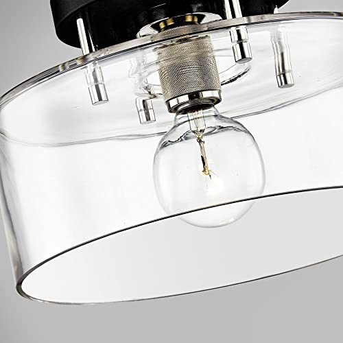 C7541-BRZ/BBA Bergamot Station Semi Flush, 1-Light 60 Watts, Bronze/Brushed Brass