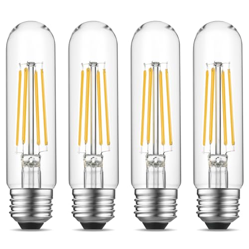Tubular Light Bulb 6W Equal E26 LED Bulb 60 Watt Dimmable Cool White 4000K E26 Edison Bulb AC120V 750LM T9 T10 LED Bulb for Rustic Pendant (4 Count)