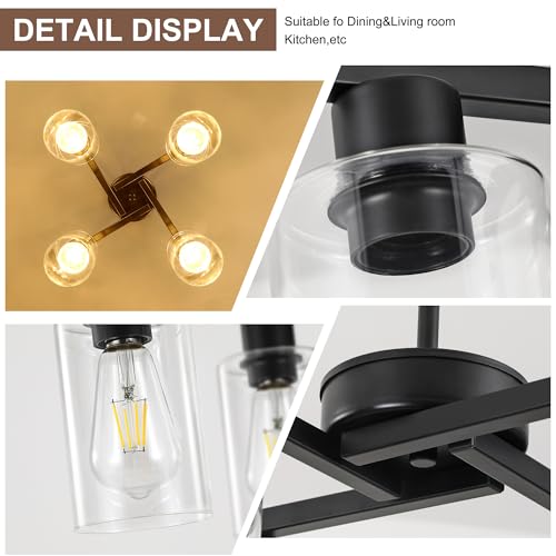 4 Light Modern Farmhouse Black Chandelier