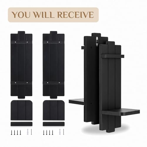 Black Wood Wall Candle Holder Set of 2 (2 Count)