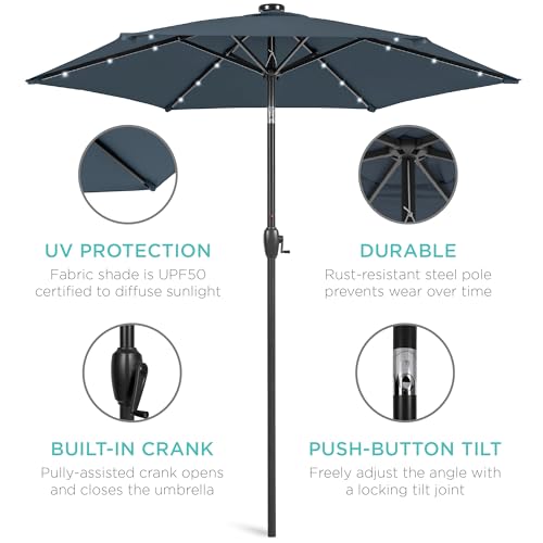 7.5ft Solar Umbrella LED Lighted Patio Umbrella