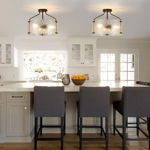 Semi Flush Mount Ceiling Light Fixture 16''Glass Chandelier Kitchen Lighting Fixtures Ceiling 3