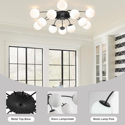 12 Light Milk Glass Pendant Light