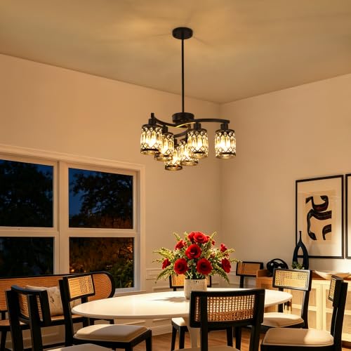 6 Light Black Crystal Chandelier
