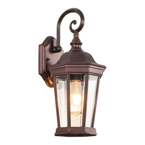 Outdoor Wall Lantern 16'' Brown Aluminum Outdoor Wall Light Fixtures