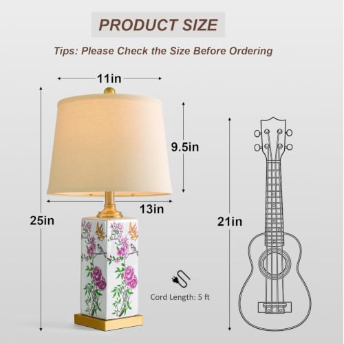 24.7" Chinoiserie Lamps Set of 2