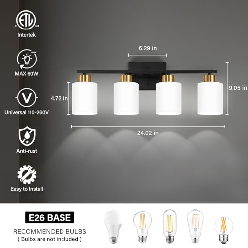 Black and Gold Bathroom Light Fixtures Vanity Lights Over Mirror