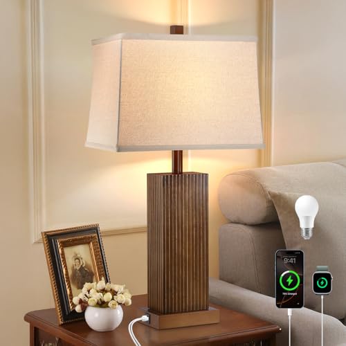 27.5" Wood Table Lamp for Bedroom
