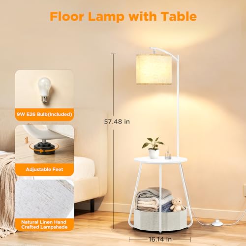 Floor Lamp with Table (White)