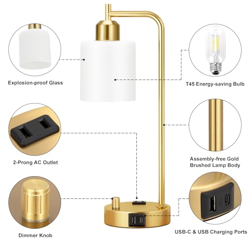 Industrial Table Lamps for Bedroom Set of 2 (2 Count)