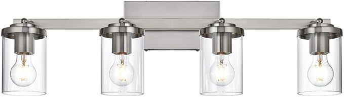 BONLICHT Modern Track Lighting Fixtures Ceiling 4 Light Adjustable Indoor Spotlight Brushed Nickel Farmhouse Bath Vanity Light Wall Mount Lamp with Clear Glass Shade - Aura Lighting