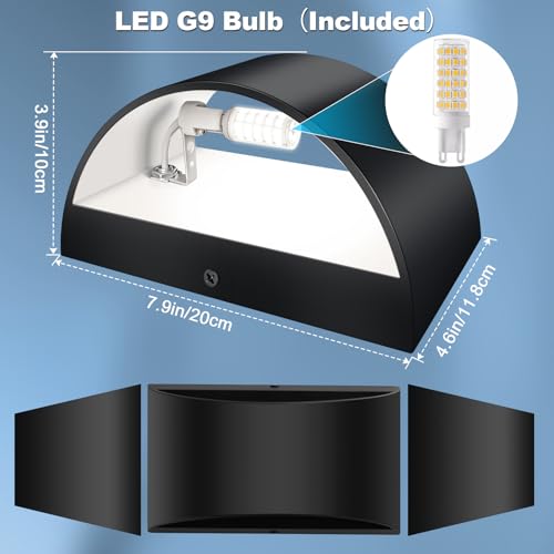 Black Modern LED Wall Sconce Hardwired Indoor Wall Lights Set of 2