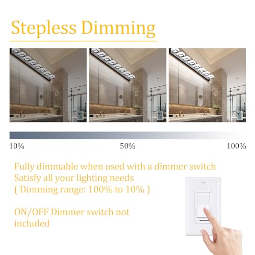 52inch Black Vanity Lights 8 Lights Dimmable 5 Color Temperature Acrylic Modern LED Bathroom Vanity Lighting Fixtures Matte Black