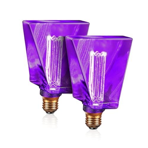 Purple Light Bulbs LED Vintage Light Bulb 3.5W Equivalent 20W Ice Shaped E26 Led Bulb Medium Base (2 Count)