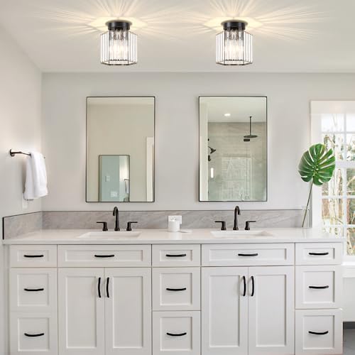 2 Pack Crystal Semi Flush Mount Ceiling Lights Entryway Light Fixture (2 Count)