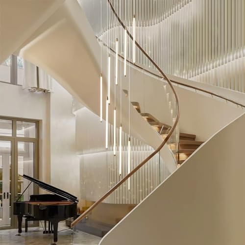 9 Light LED Foyer Chandelier for High Ceilings with Remote