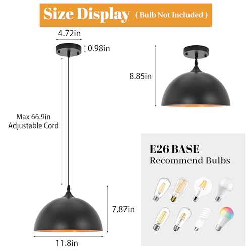 Industrial Pendant Light Fixtures (3 Count)