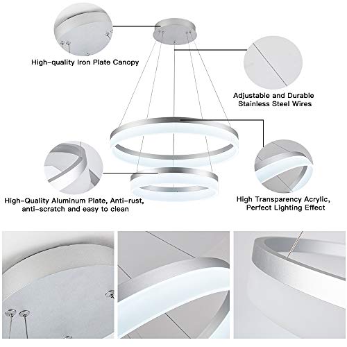 LED Silver Chandeliers Modern Pendant