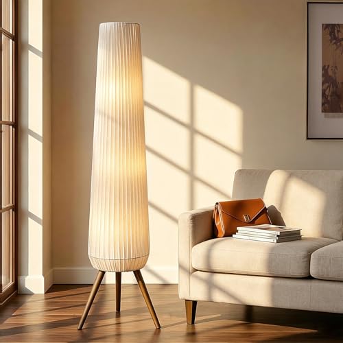 61'' Oatmeal Linen Pleated Floor Lamp