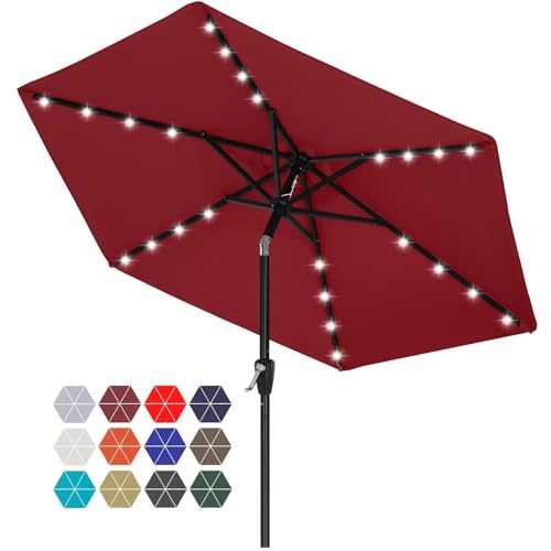 Solar Led Patio Umbrella with 24 Lights 7.5FT