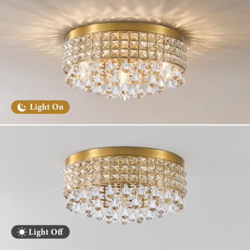 Gold Crystal Flush Ceiling Lights (Elegant Gold)