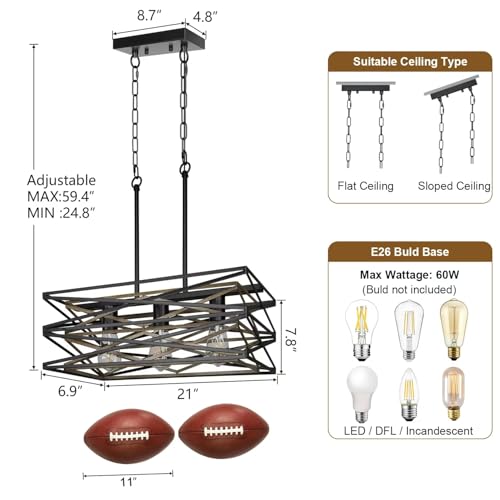 21''Farmhouse Dining Room Light Fixture