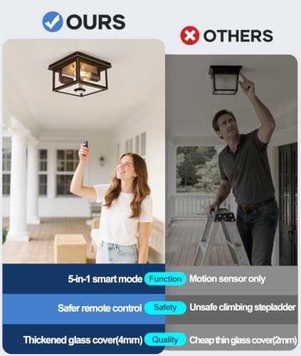 Motion Sensor Outdoor Ceiling Light with Remote