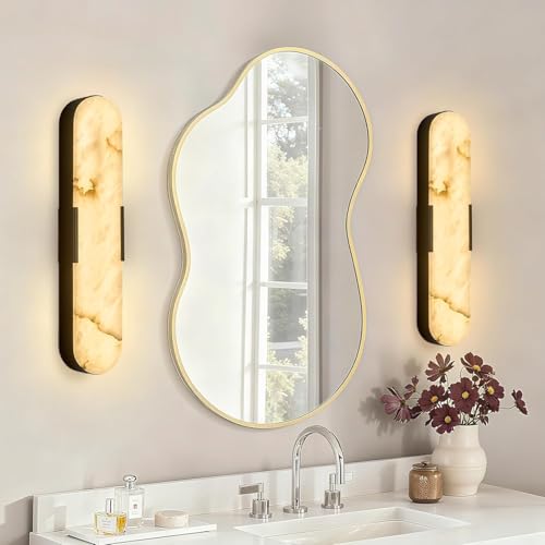 Alabaster wall Sconce 19.7in Dimming Black 4 Pcs