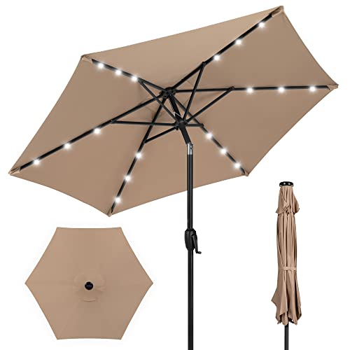 7.5ft Solar Umbrella LED Lighted Patio Umbrella