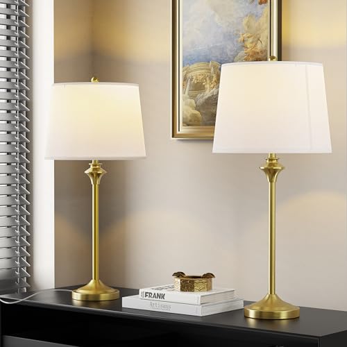 Brass Gold Table Lamps Set of 2 for Living Room (2 Count)