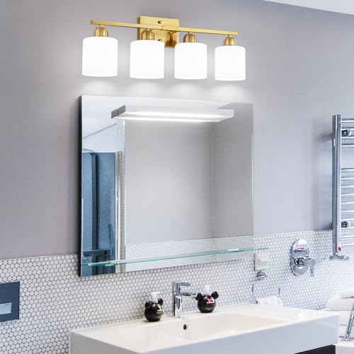 4 Light Gold Light Fixture Bathroom