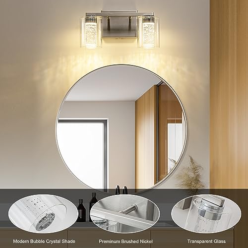 2 Light Brushed Nickel Vanity Light with 3 Color Modes