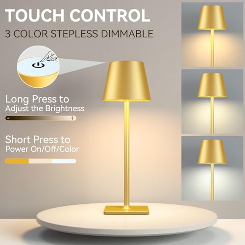 4 Pack Gold Rechargeable Led Cordless Table Lamps (4 Count)
