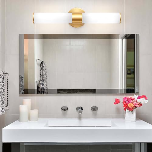 Hardwired Gold Bathroom Vanity Light Milk Glass Wall Sconce