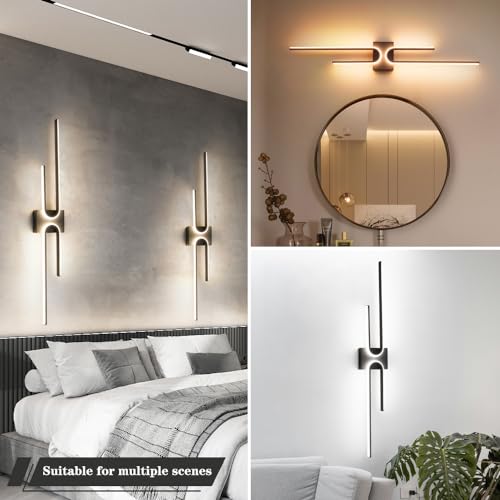 Vanity Light for Bathroom Lighting Over Mirror Black Dimmable 3CCT Vanity Lighting Fixture Modern Bath Vanity Bar 39in Led Bathroom Wall Sconce Lighting for Bedroom Living Room with Remote Control