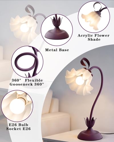 Flower Table Lamp Cute Desk Lamp for Bedroom Home Decor