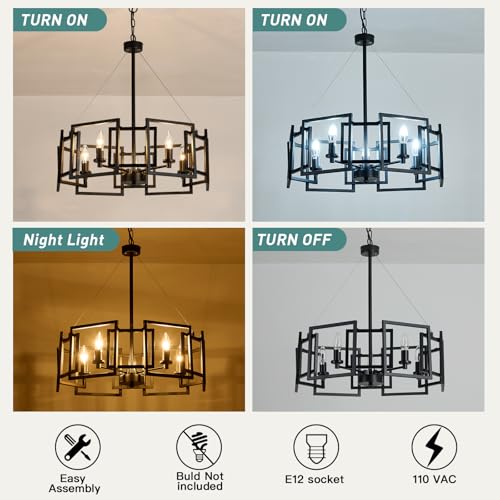 Modern Chandelier Black Geometric Pendant Lighting Fixture 5